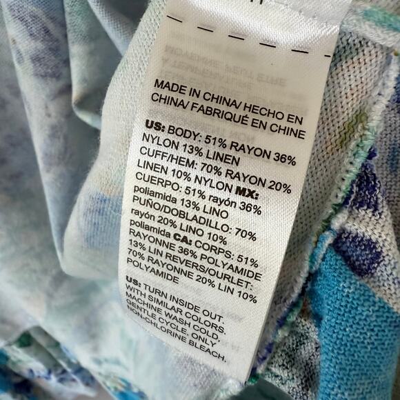 Chico’s Size XL Lite abstract print ruffled open cardigan 3/4 sleeves size XXL - Picture 6 of 11